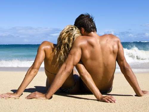 Erotic couple on beach